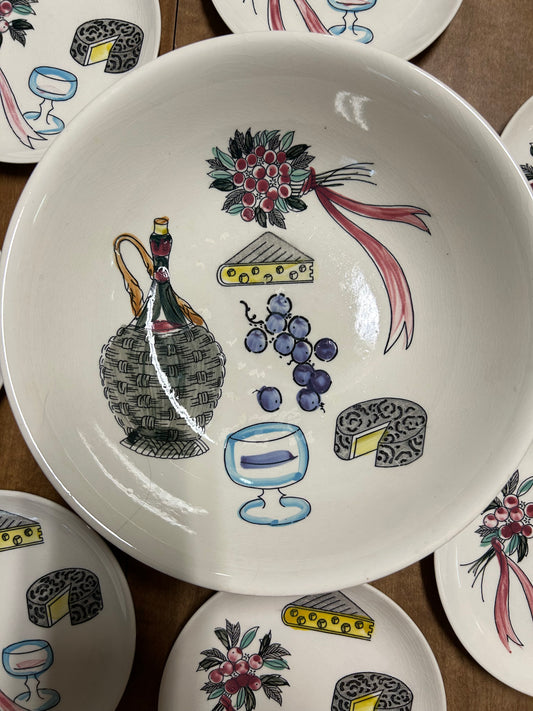 Large serving bowl 8 small plates